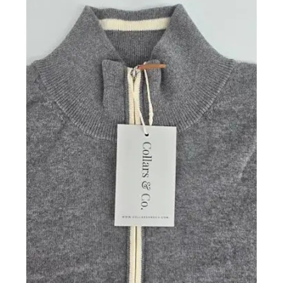 Collars & Co. Other - NWT Collars & Co Luxury Touch Cotton and Cashmere Quarter Zip Sweater Large Grey